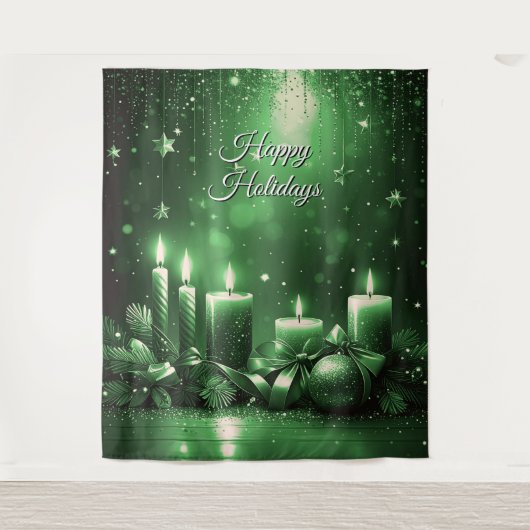 Green Candles Holiday Backdrop Wandteppich (Vorderseite)