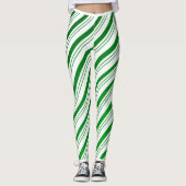 Green Candy Cane Striped Leggings (Vorderseite)