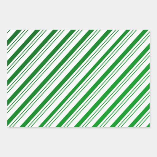 Green Candy Cane Striping Geschenkpapier Set (Vorderseite)
