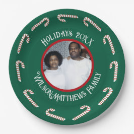 Green-Candy Canes-Christmas 2025 Retro-Familie Pappteller