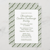 Green Candy Strip Weihnachtsfeier Einladung (Vorne/Hinten)