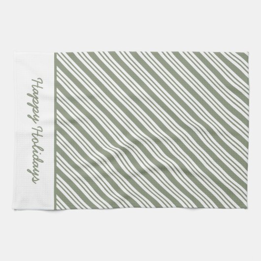 Green Candy Strip Weihnachtsfeier Geschirrtuch (Horizontal)