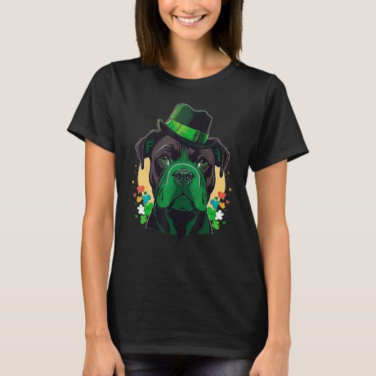 Green Cane Corso shamrock on St Patricks Day Cane  T-Shirt (Vorderseite)