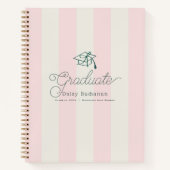 Green Cap Pink Stripes Bow Graduation Guest Book Notizblock (Vorderseite)