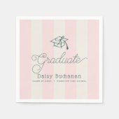 Green Cap & Pink Stripes Graduation Serviette (Vorderseite)