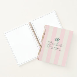 Green Cap Pink Stripes Palms Graduation Guest Book Notizblock