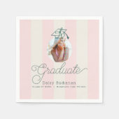 Green Cap & Pink Stripes Photo Graduation Serviette (Vorderseite)