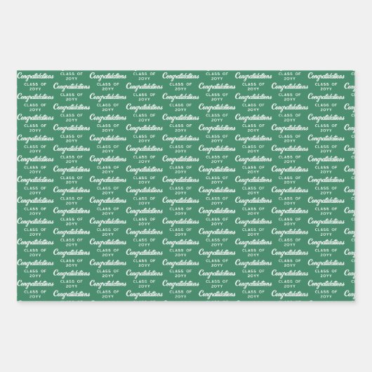 Green Caps Diplomas Mixed Graduation Patterns Geschenkpapier Set (Vorderseite 2)