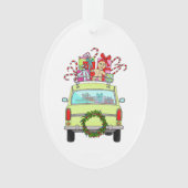 Green Car mit Weihnachtsgeschenken Ornament (Vorderseite)