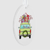 Green Car mit Weihnachtsgeschenken Ornament (Vorderseite)