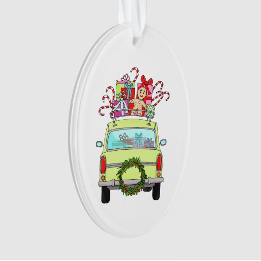 Green Car mit Weihnachtsgeschenken Ornament (Vorderseite)