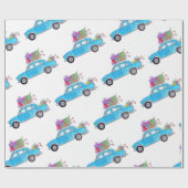 Green Car mit Weihnachtsgeschenken Wasserfarbe Geschenkpapier (Flach)