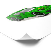 Green Car Racing Cartoon - Wählen Sie Hintergrund- Fotodruck (Ecke)