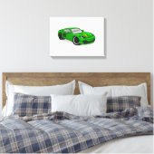 Green Car Racing Cartoon - Wählen Sie Hintergrund- Leinwanddruck (Insitu (Schlafzimmer))