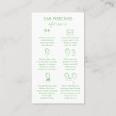 Green Care Card für Körperschmuck-Piercing Visitenkarte (Rückseite)