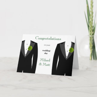Green Carnation Gay Wedding Card for Grooms Karte