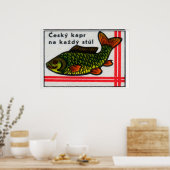 Green Carp Fish - Matchbox Print - Czech Wall Art Poster (Küche)