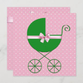 Green Carriage and Pink Polka Dot Baby Shooter Einladung (Vorne/Hinten)