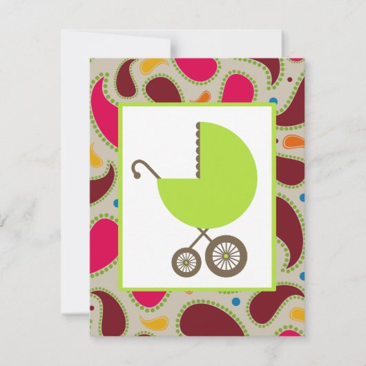 Green Carriage & Paisley Baby Shooter Einladung (Vorderseite)
