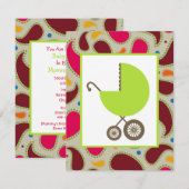 Green Carriage & Paisley Baby Shooter Einladung (Vorne/Hinten)