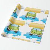 Green Cartoon Car Wash Happy Little Car Geschenkpapier (Ungerollt)
