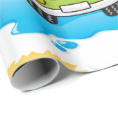 Green Cartoon Car Wash Happy Little Car Geschenkpapier (Rolleneckpunkt)