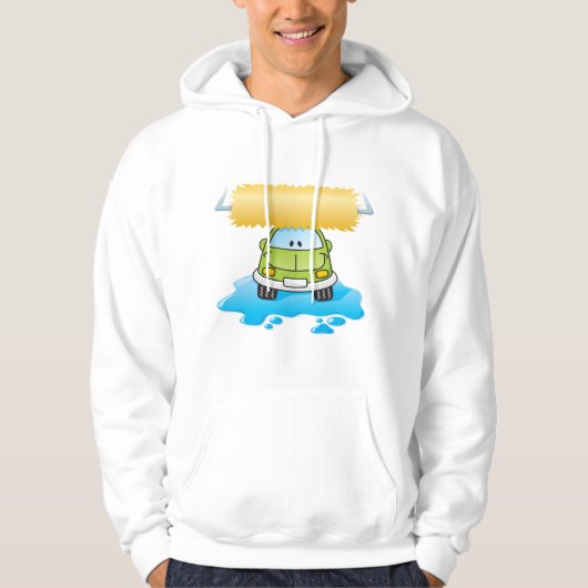 Green Cartoon Car Wash Happy Little Car Hoodie (Vorderseite)