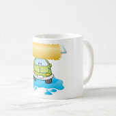 Green Cartoon Car Wash Happy Little Car Kaffeetasse (VorderseiteRechts)