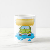 Green Cartoon Car Wash Happy Little Car Kaffeetasse (Mittel)