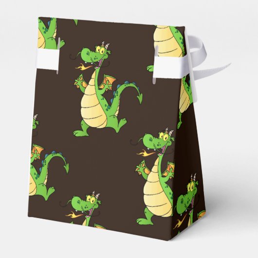 Green Cartoon Dragon Pattern Geschenkschachtel (Rückseite)
