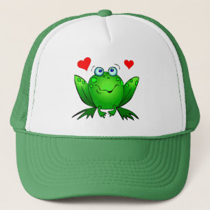 Green Cartoon Frog Niedlich Smile Herz Trucker Hat Truckerkappe