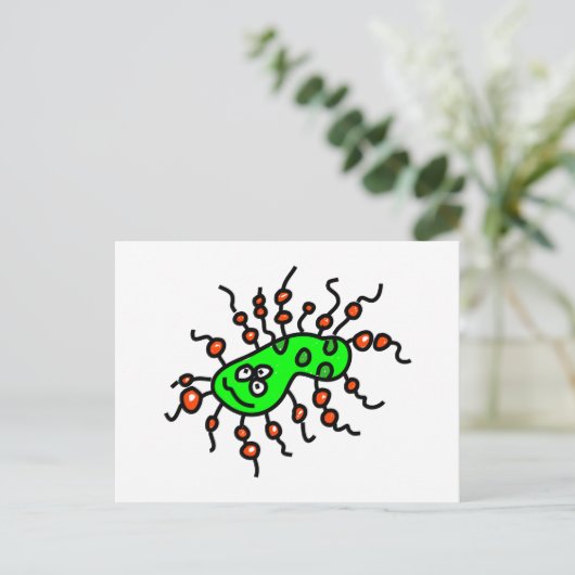 Green Cartoon Germ Postkarte (Stehend Vorderseite)