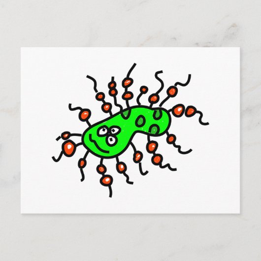 Green Cartoon Germ Postkarte (Vorderseite)