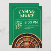 Green Casino Night Party Einladung (Vorne/Hinten)