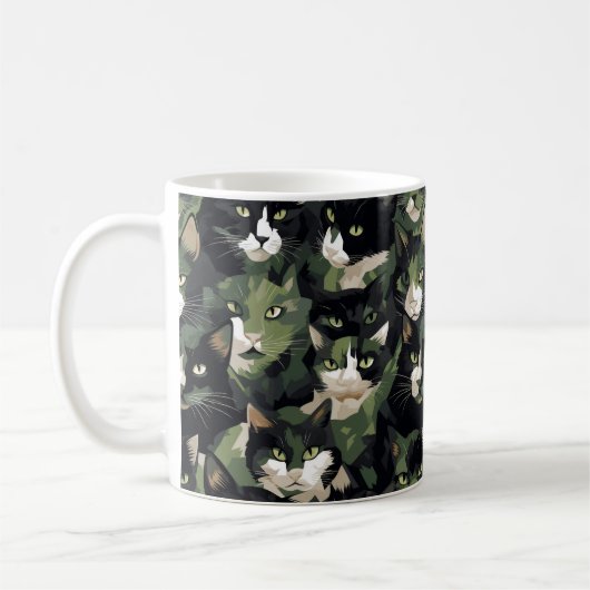 Green Cat Camouflage Kaffeetasse (Links)
