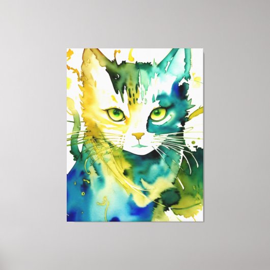 Green Cat Canvas Print Leinwanddruck (Vorderseite)