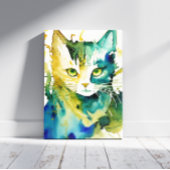Green Cat Canvas Print Leinwanddruck