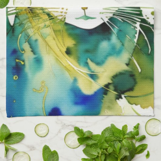 Green Cat Küchentuch (Gefaltet)