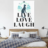 Green Cat Moon and Stars Live Liebe Laugh Positiv Leinwanddruck (Insitu (Schlafzimmer))