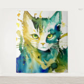 Green Cat Tapestry Wandteppich (Vorderseite)