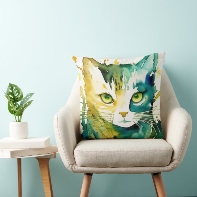 Green Cat Throw Kissen (Stuhl )