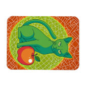 Green Cat with Apple - Color Pop Kühlschrankmagnet Magnet (Horizontal)