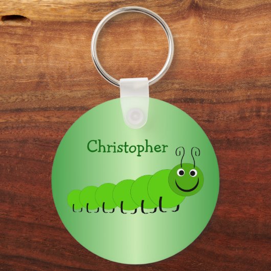 Green Caterpillar Insect Design Schlüsselanhänger (Vorderseite)