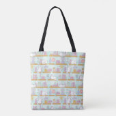 Green Cats Library Cute Girl Pastel Reader Mint Tasche (Rückseite)