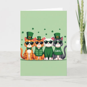 Green Cats Luck Grußkarte Karte
