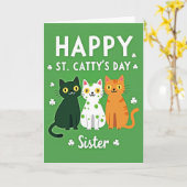 Green Cats Shamrocks Sister Card Karte (Gelbe Blume)