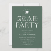 Green Celestial Typografy Grad Party Einladung (Vorderseite)