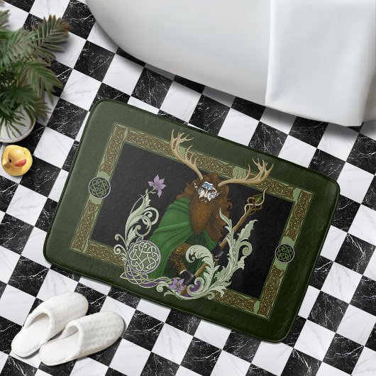 Green Celtic Antlers Man  Badematte