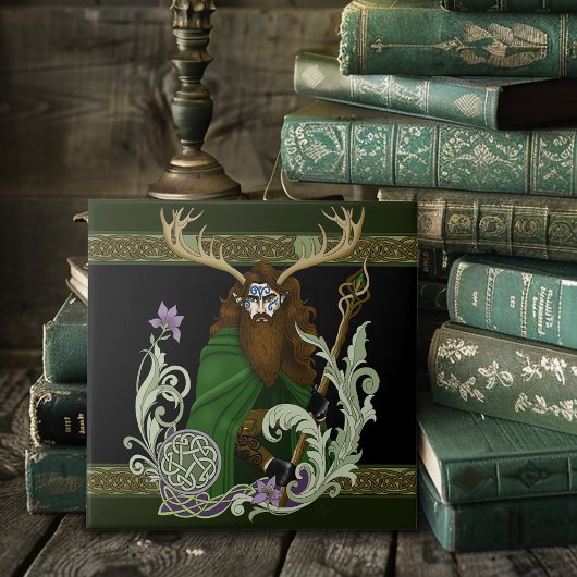 Green Celtic Antlers Man  Fliese