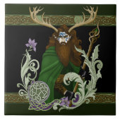 Green Celtic Antlers Man  Fliese (Vorderseite)